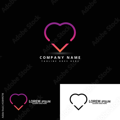 Heart Logo design vector template. St. Valentine day of love symbol. Cardiology Medical Health care Logotype concept icon.