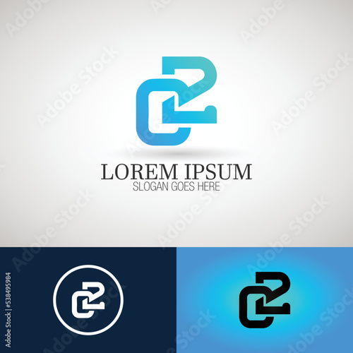 Initial letter and number logo, C and 2, C2, 2C, Blue negative space photo