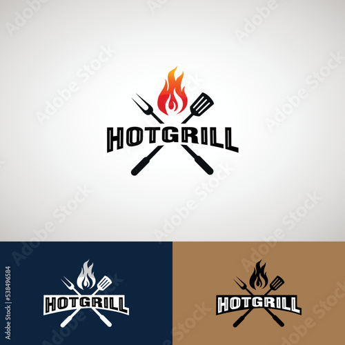 Roasted chicken steak restaurant logo design inspiration template.