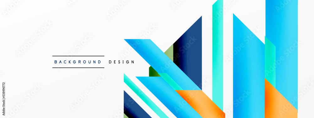 Minimal geometric abstract background. Dynamic 3d lines composition. Trendy techno business template for wallpaper, banner, background or landing