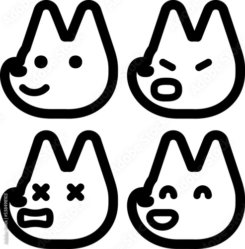 シンプルな犬の表情アイコンセット