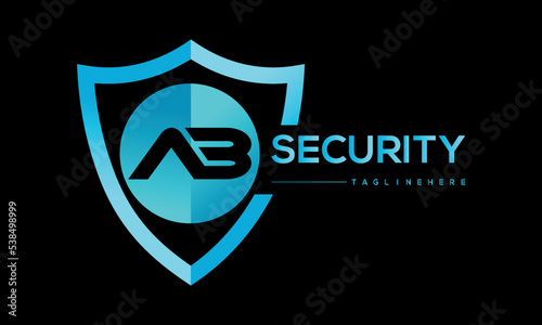 Blue Guard and Shield Logo Vector, Icon and black color background