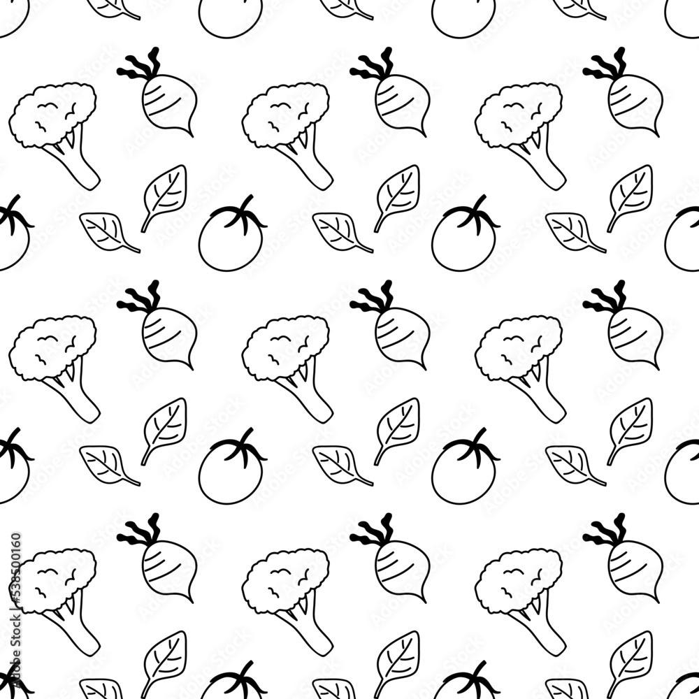 Doodle black and white outline with transparent background, vegetables seamless pattern. Doodle black and white outline with transparent background, vegetables seamless pattern.