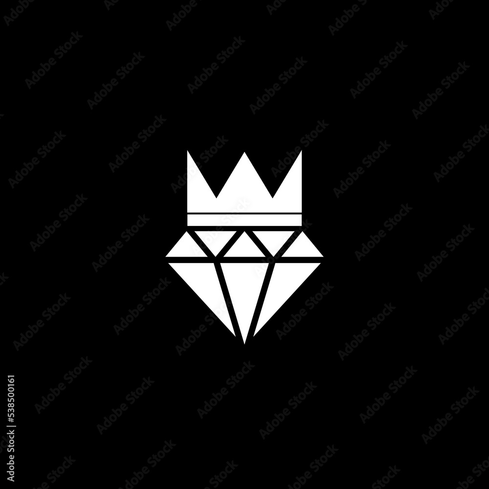 Diamond with crown icon isolated on dark background Diamond with crown icon isolated on dark background