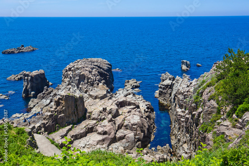 Scenery of Tojinbo cliff in Fukui prefecture, Japan. photo