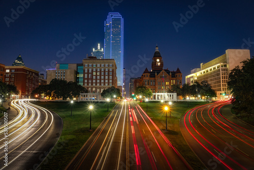 Light trails by the Dealey plaza photo