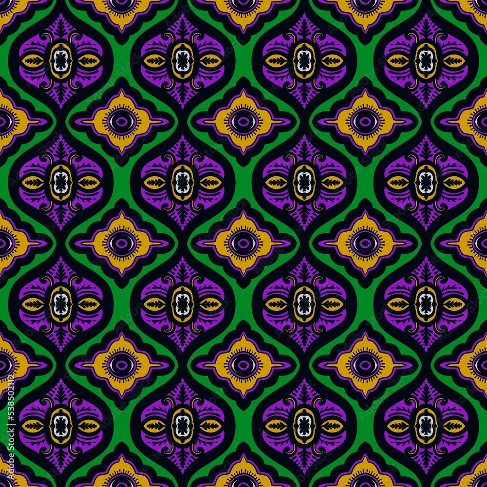 Seamless geometric folklore ornament, Tribal ethnic texture. Seamless striped pattern in Aztec style, Figure tribal embroidery, Scandinavian, Ikat pattern