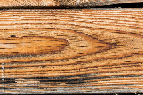 Beautiful fresh larch wooden texture background on boards