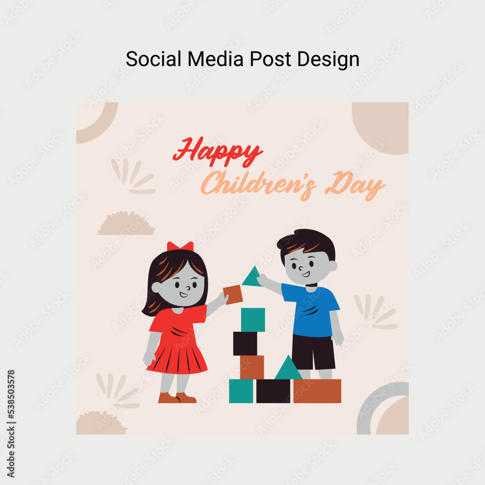 Happy children's day social media post design Happy children's day social media post design