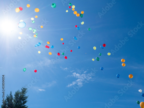 Balloons flying into the sky