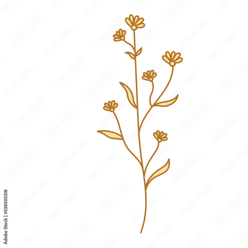 golden aesthetic botanical flower plant