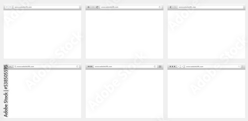 Blank web browser window, empty internet page concept, the skeleton for web browser, window screen. Vector template layout.