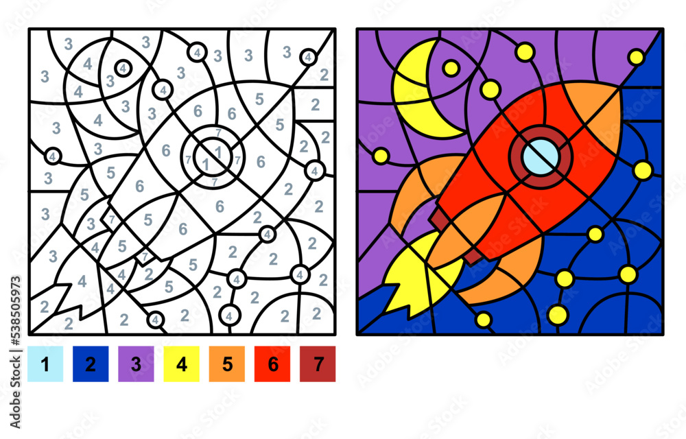 Vector coloring page for children education and activities. Puzzle game