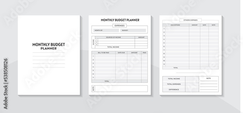 Photos Monthly Budget Planner KDP Interior I Logbook journal