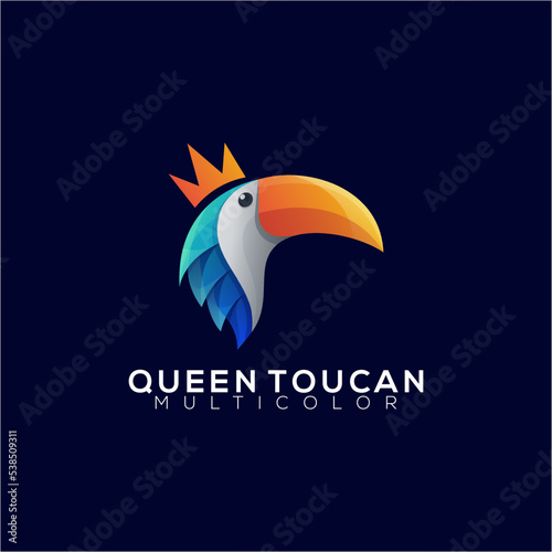 queen toucan colorful gradient modern logo animals