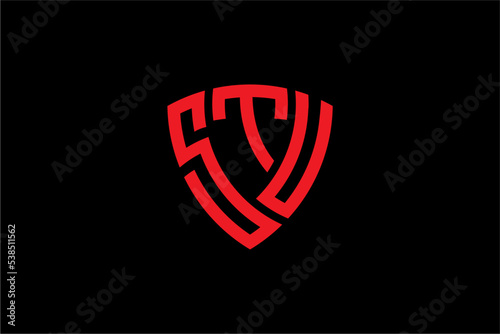 STU creative letter shield logo design vector icon illustration photo