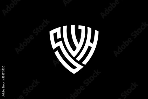 SWH creative letter shield logo design vector icon illustration photo