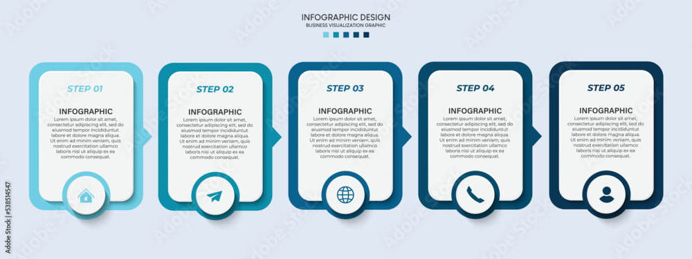 Steps business data visualization timeline process infographic template design with icons Steps business data visualization timeline process infographic template design with icons