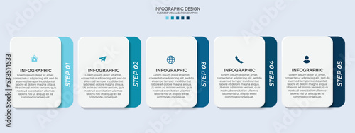 Steps business data visualization timeline process infographic template design with icons