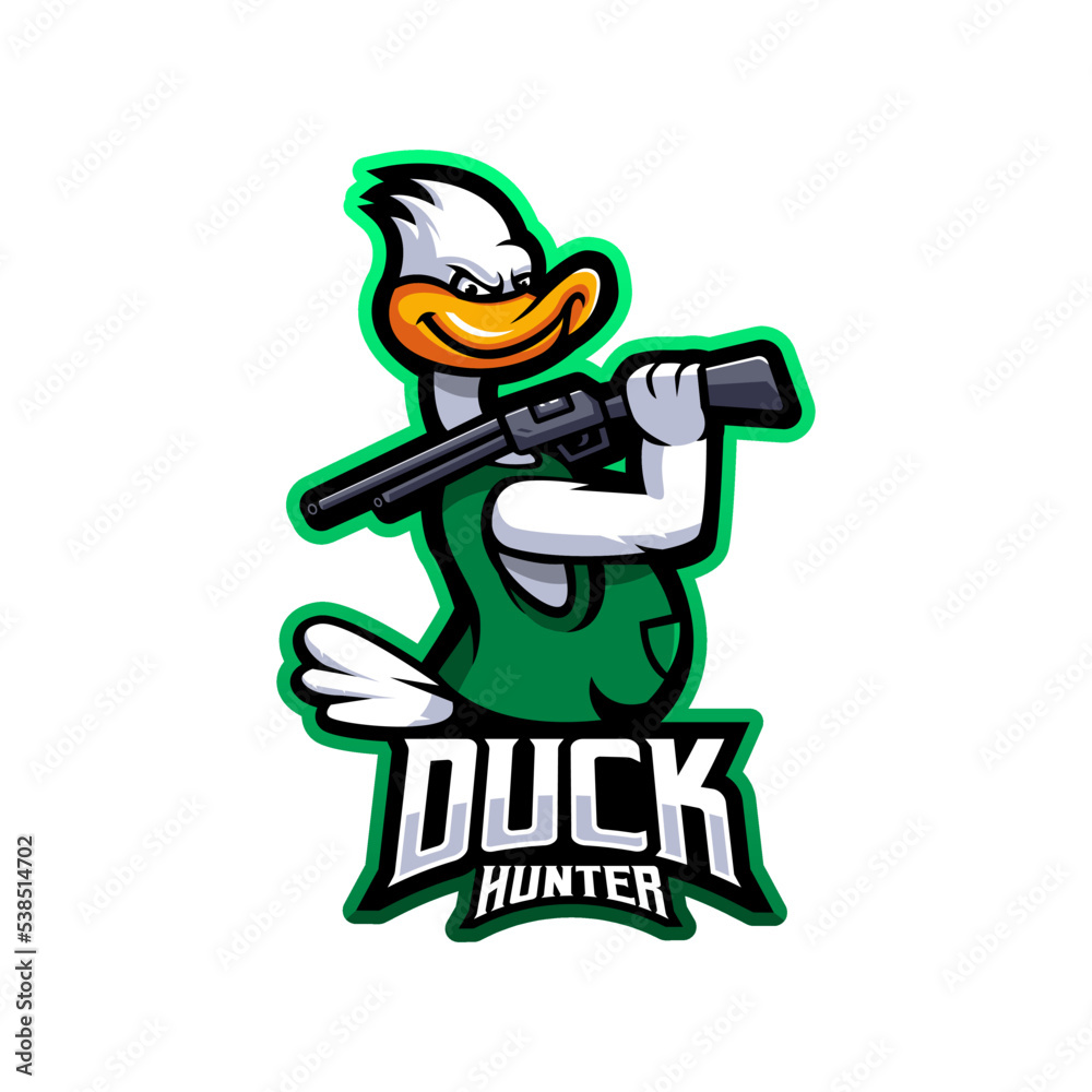 Duck hunter esport mascot logo design illustration vector isolated on ...