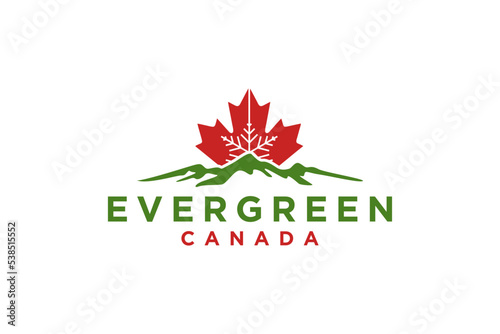 Mountain canada logo design maple leaf icon symbol