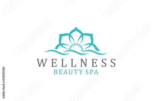 Lotus flower logo design water nature wellness spa massage healthcare medical icon symbol