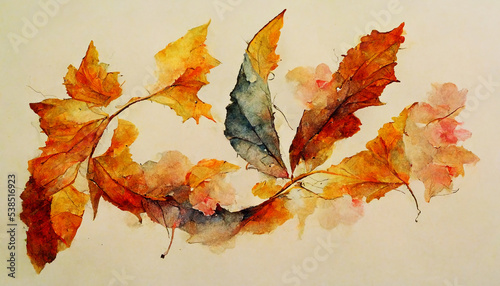 Digital painting of Autumn scenery with falling leaves. Abstracts image of Autumn Background