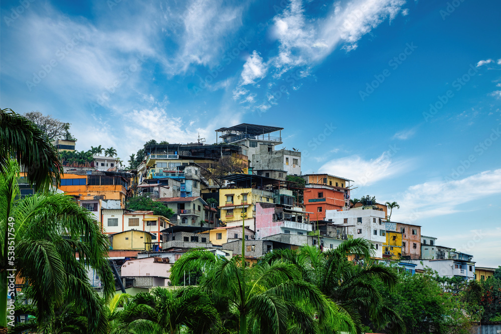Fototapeta premium View of Santa Ana hill and the Las Penas neighborhood in Guayaquil.
