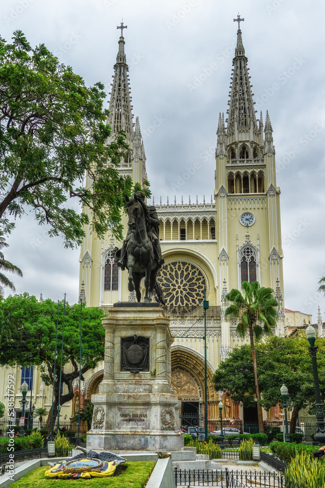 Metropolitan Cathedral, Monument of Simon Bolivar and Seminario Park, Guayaquil, Ecuador