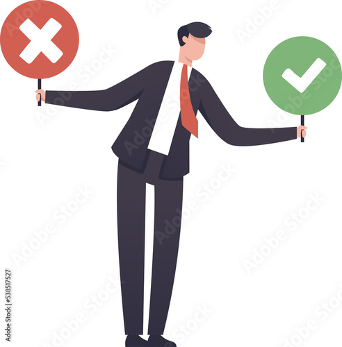 Right or wrong. Business decision right or wrong. illustration png photo