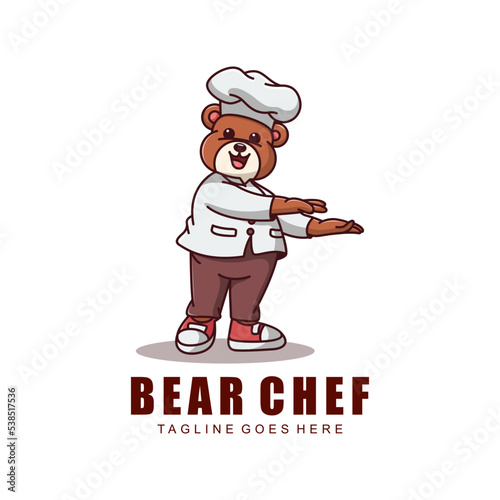cute bear chef character mascot design