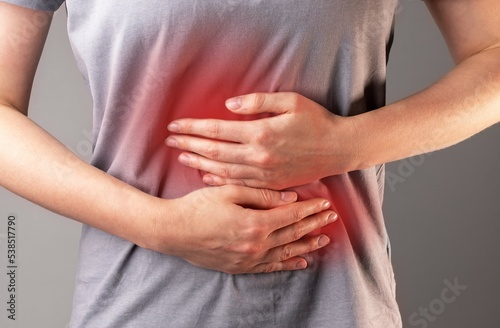 Gastrointestinal ache, pain. Stomach disease. Stomachache, gastritis photo