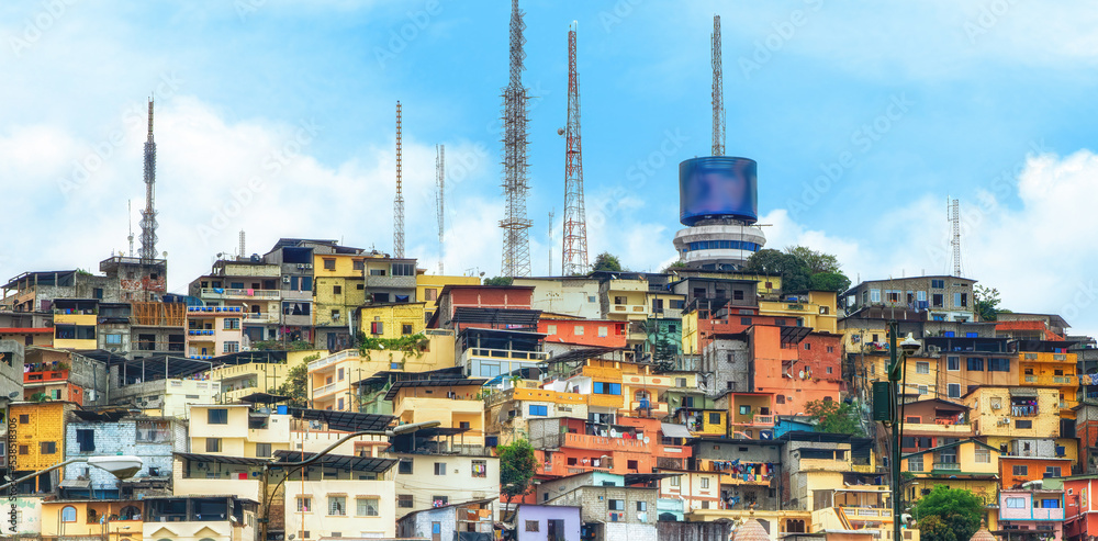 Obraz premium View of Santa Ana hill and the Las Penas neighborhood in Guayaquil.