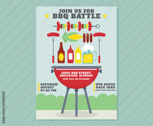 Retro bbq poster editable design template. Ready for download.