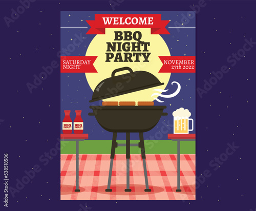 This is an illustration of retro bbq poster.