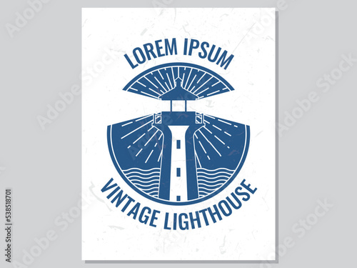 Vintage lighthouse typography poster with grunge effect