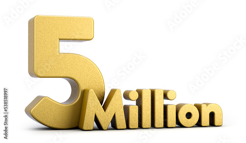 3d golden 5M isolated on background. 3d illustration.	