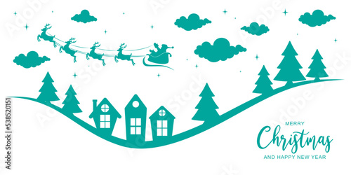 Merry Christmas with Santa Claus sleigh