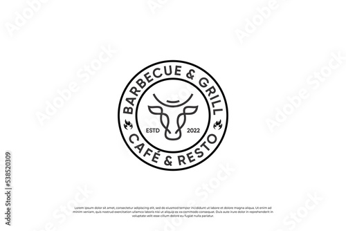 Retro steak, barbecue, beef logo design. Design badge for premium food.
