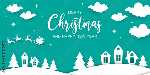 Merry Christmas with Santa Claus sleigh