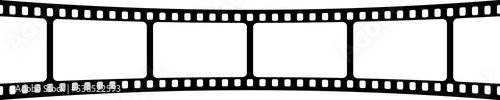 Curved film strip. Old retro cinema movie strip. Analog video recording equipment. Vector illustration