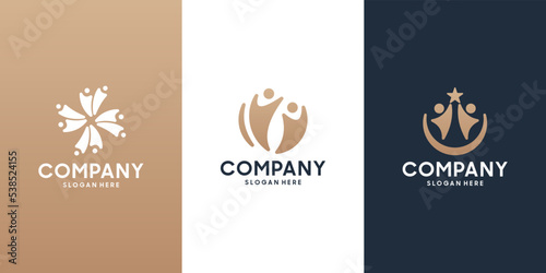 Success human logo design. abstract people with unity concept.