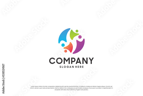 abstract human community logo design. colorful unity concept.