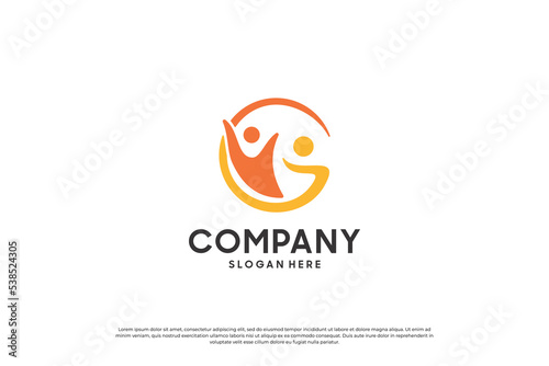 Abstract human logo design. people with unity concept.
