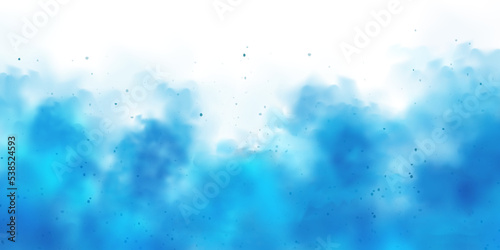 Blue colorful smoke clouds isolated on white background, realistic mist effect, fog. Vapor in the air, steam flow. Vector illustration