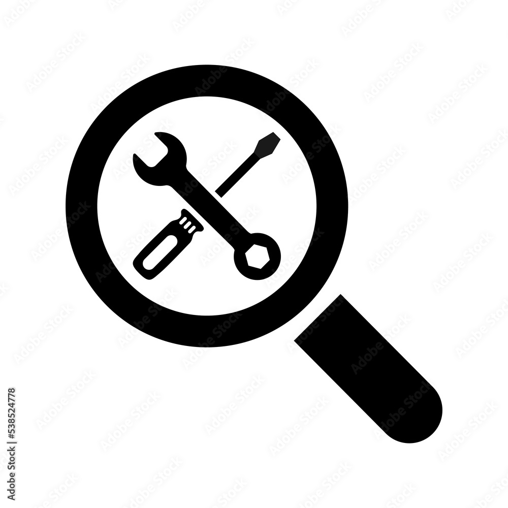 Magnifying glass icon, zoom find focus symbol, loupe web equipment sign vector illustration Magnifying glass icon, zoom find focus symbol, loupe web equipment sign vector illustration