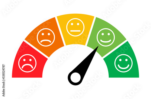 Customer satisfaction meter icon, graph rating measure business report vector illustration