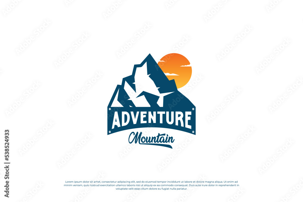 Fototapeta premium mountain exploration logo badge vintage style.