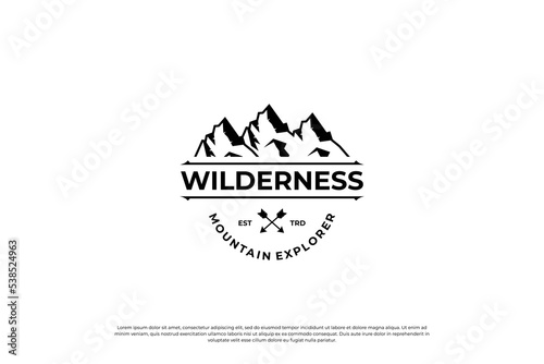 adventure logo. mountain exploration logo design template. climber badge design.