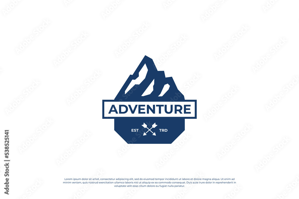 Mountain exploration logo design. Mountain travel emblem. Mountain expedition adventurer. Mountain exploration logo design. Mountain travel emblem. Mountain expedition adventurer.